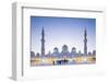 Courtyard and White Marble Exterior of Sheikh Zayed Grand Mosque, United Arab Emirates, Abu Dhabi-Nick Ledger-Framed Photographic Print