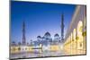 Courtyard and White Marble Exterior of Sheikh Zayed Grand Mosque, United Arab Emirates, Abu Dhabi-Nick Ledger-Mounted Photographic Print