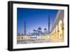 Courtyard and White Marble Exterior of Sheikh Zayed Grand Mosque, United Arab Emirates, Abu Dhabi-Nick Ledger-Framed Photographic Print