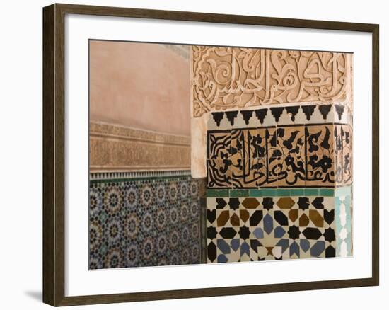 Courtyard Detail, Ali Ben Youssef Madersa Theological College, Marrakech, Morocco-Walter Bibikow-Framed Photographic Print