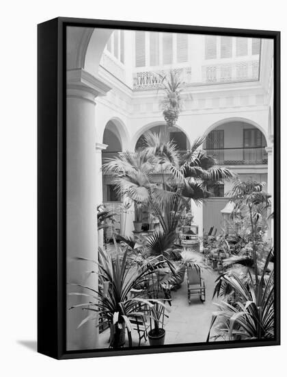 Courtyard, Hotel Florida, Havana, Cuba-null-Framed Stretched Canvas