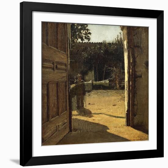 Courtyard in Sun, Interior of Country House, 1864-1866-Giuseppe De Nittis-Framed Giclee Print