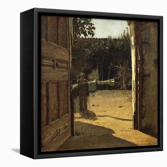 Courtyard in Sun, Interior of Country House, 1864-1866-Giuseppe De Nittis-Framed Stretched Canvas
