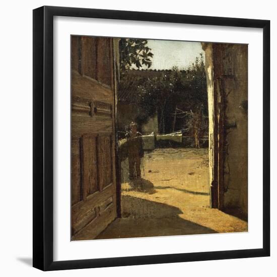 Courtyard in Sun, Interior of Country House, 1864-1866-Giuseppe De Nittis-Framed Giclee Print