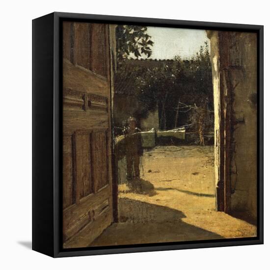 Courtyard in Sun, Interior of Country House, 1864-1866-Giuseppe De Nittis-Framed Stretched Canvas