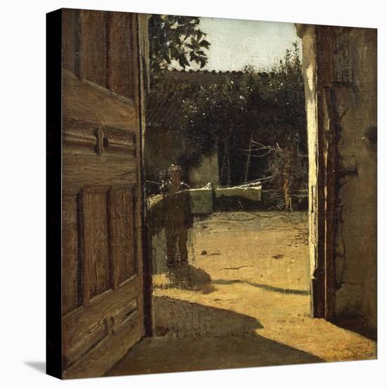 Courtyard in Sun, Interior of Country House, 1864-1866-Giuseppe De Nittis-Stretched Canvas