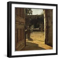 Courtyard in Sun, Interior of Country House, 1864-1866-Giuseppe De Nittis-Framed Premium Giclee Print