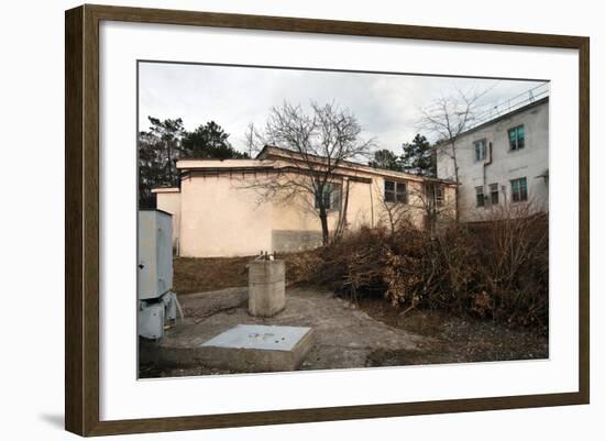 Courtyard near the Old Soviet Buildings in Late Autumn-alexabelov-Framed Photographic Print