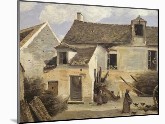 Courtyard of a Bakery Near Paris, or Courtyard of a House Near Paris, C.1865-70-Jean-Baptiste-Camille Corot-Mounted Giclee Print