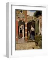 Courtyard of a House in Delft, 1658-Pieter de Hooch-Framed Premium Giclee Print