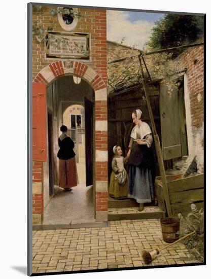 Courtyard of a House in Delft, 1658-Pieter de Hooch-Mounted Premium Giclee Print