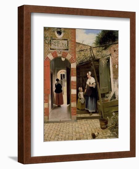 Courtyard of a House in Delft, 1658-Pieter de Hooch-Framed Giclee Print