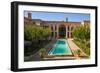 Courtyard of late 18th century Qajar Mansion, now Serai Ameriha Hotel, Kashan, Iran, Middle East-James Strachan-Framed Photographic Print