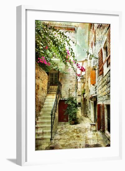 Courtyard Of Old Croatia - Picture In Painting Style-Maugli-l-Framed Art Print