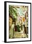 Courtyard Of Old Croatia - Picture In Painting Style-Maugli-l-Framed Art Print