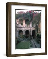 Courtyard of the Camino Real Oaxaca Hotel, Bougainvillea and Garden, Mexico-Judith Haden-Framed Photographic Print