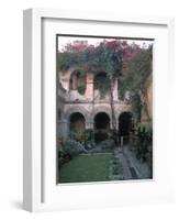 Courtyard of the Camino Real Oaxaca Hotel, Bougainvillea and Garden, Mexico-Judith Haden-Framed Photographic Print