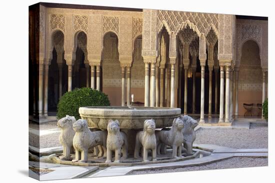 Courtyard of the Lions in the Alhambra, a Medieval Moorish City, Granada, Spain-null-Stretched Canvas