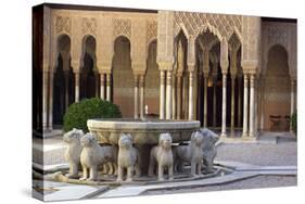 Courtyard of the Lions in the Alhambra, a Medieval Moorish City, Granada, Spain-null-Stretched Canvas