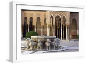 Courtyard of the Lions in the Alhambra, a Medieval Moorish City, Granada, Spain-null-Framed Photographic Print