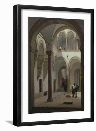 Courtyard of the Palazzo Fava, Bologna, 1874 (Oil on Canvas)-Heinrich Hansen-Framed Giclee Print
