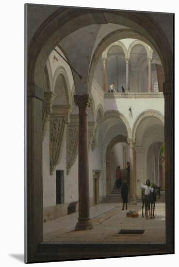 Courtyard of the Palazzo Fava, Bologna, 1874 (Oil on Canvas)-Heinrich Hansen-Mounted Giclee Print