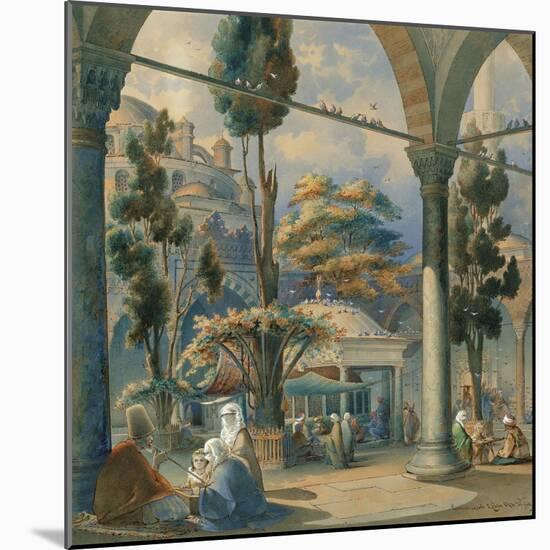 Courtyard of the Sultan Bayezid Mosque in Constantinople-Amedeo Preziosi-Mounted Giclee Print