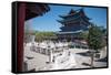 Courtyard View with White Marble Balustrades at Mufu Wood Mansion, Lijiang, Yunnan, China, Asia-Andreas Brandl-Framed Stretched Canvas