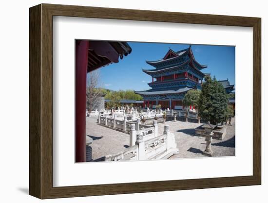 Courtyard View with White Marble Balustrades at Mufu Wood Mansion, Lijiang, Yunnan, China, Asia-Andreas Brandl-Framed Photographic Print