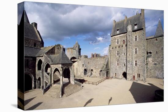 Courtyard Viewed from Western Ramparts, Detail from the Castle of Vitre, Brittany, France-null-Stretched Canvas