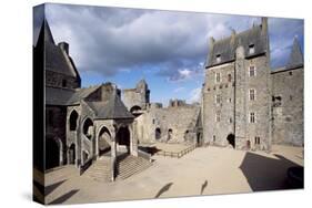 Courtyard Viewed from Western Ramparts, Detail from the Castle of Vitre, Brittany, France-null-Stretched Canvas