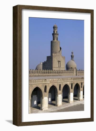 Courtyard with 13th Century Minaret in Background, Mosque of Ahmad Ibn Tulun-null-Framed Giclee Print