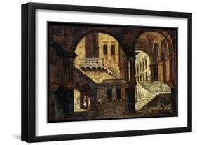 Courtyard with a Staircase, 1730s-Michele Marieschi-Framed Giclee Print