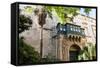 Courtyard with Maltese Balcony and Trees-Eleanor Scriven-Framed Stretched Canvas