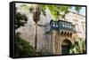 Courtyard with Maltese Balcony and Trees-Eleanor Scriven-Framed Stretched Canvas