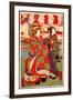 Coutesan Wearing a Heavily Embroidered Gown and Platform Clogs, Japan-null-Framed Giclee Print