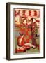 Coutesan Wearing a Heavily Embroidered Gown and Platform Clogs, Japan-null-Framed Giclee Print