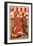 Coutesan Wearing a Heavily Embroidered Gown and Platform Clogs, Japan-null-Framed Giclee Print