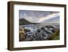 Cove of rocks and waves along Big Sur coastline with stormy skies-Sheila Haddad-Framed Photographic Print