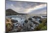 Cove of rocks and waves along Big Sur coastline with stormy skies-Sheila Haddad-Mounted Photographic Print