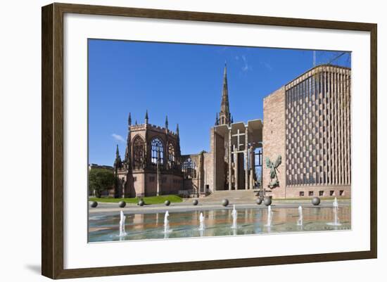 Coventry Old Cathedral Shell and New Modern Cathedral, Coventry, West Midlands, England, UK-Neale Clark-Framed Photographic Print