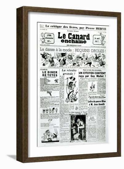 Cover of 'Le Canard Enchaine', 27th October 1956-null-Framed Giclee Print