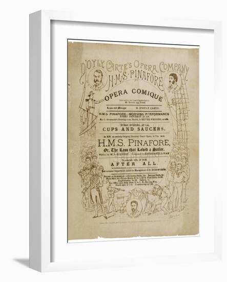 Cover of the Programme for the Original Production of Pinafore by Gilbert and Sullivan-Programme-Framed Photographic Print