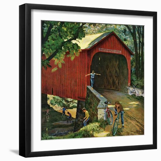 "Covered Bridge", August 14, 1954-John Falter-Framed Giclee Print