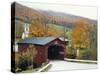 Covered Bridge in Autumn Landscape, Battenkill, Arlington Bridge, West Arlington, Vermont, USA-Scott T^ Smith-Stretched Canvas