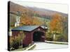 Covered Bridge in Autumn Landscape, Battenkill, Arlington Bridge, West Arlington, Vermont, USA-Scott T^ Smith-Stretched Canvas