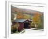 Covered Bridge in Autumn Landscape, Battenkill, Arlington Bridge, West Arlington, Vermont, USA-Scott T^ Smith-Framed Photographic Print