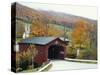 Covered Bridge in Autumn Landscape, Battenkill, Arlington Bridge, West Arlington, Vermont, USA-Scott T^ Smith-Stretched Canvas