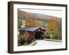 Covered Bridge in Autumn Landscape, Battenkill, Arlington Bridge, West Arlington, Vermont, USA-Scott T^ Smith-Framed Premium Photographic Print