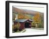 Covered Bridge in Autumn Landscape, Battenkill, Arlington Bridge, West Arlington, Vermont, USA-Scott T^ Smith-Framed Premium Photographic Print